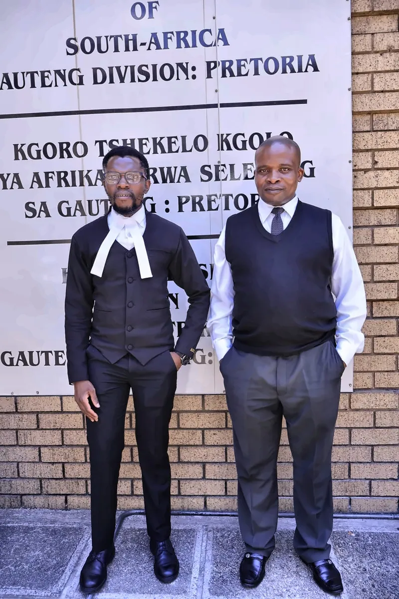 Two legal professionals outside the High Court of South Africa, Pretoria